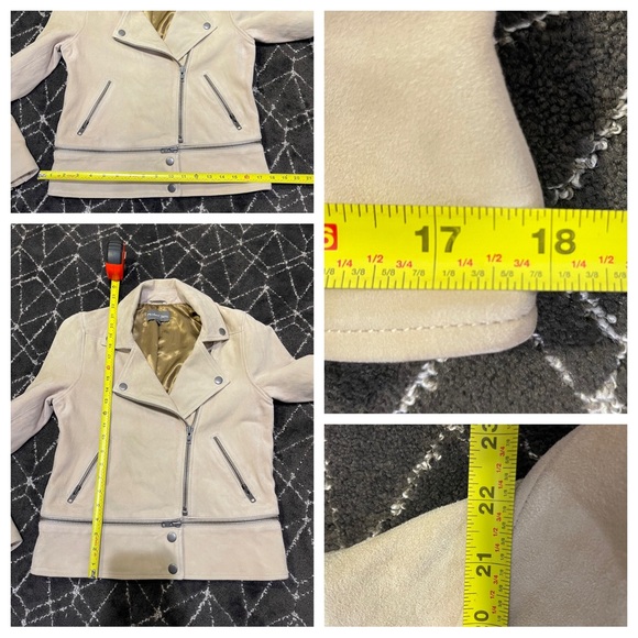 Michael Stars Goat Suede Moto Jacket Beige - Picture 6 of 12